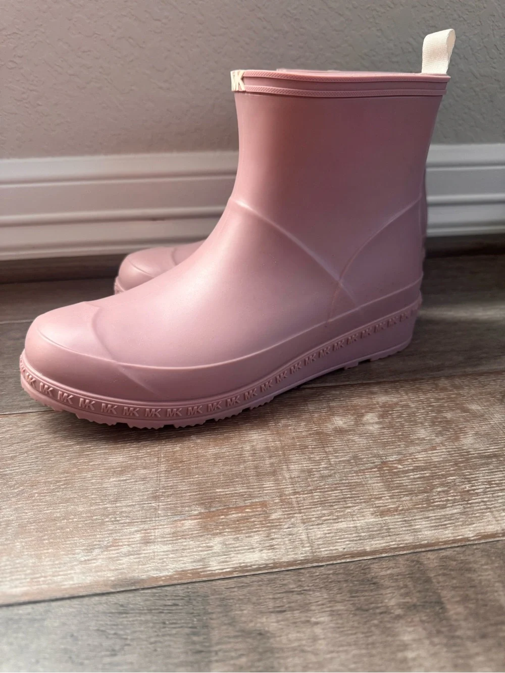 Michael Kors Blush Pink Mac Rain Boots with MK Logo